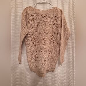 Elegant Beige Crochet Sweater